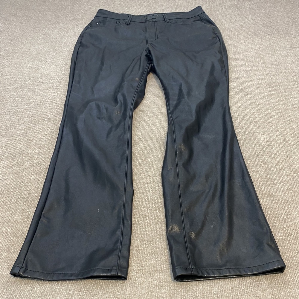 Judy Blue Straight Jeans Womens 14W Black High Rise Coated Faux Leather JB88755